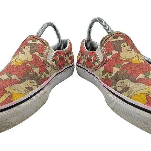 Vans Disney Beauty and The Beast Belle Rose Womens Slip On Skate Shoes Size 8.5 - Picture 3 of 12